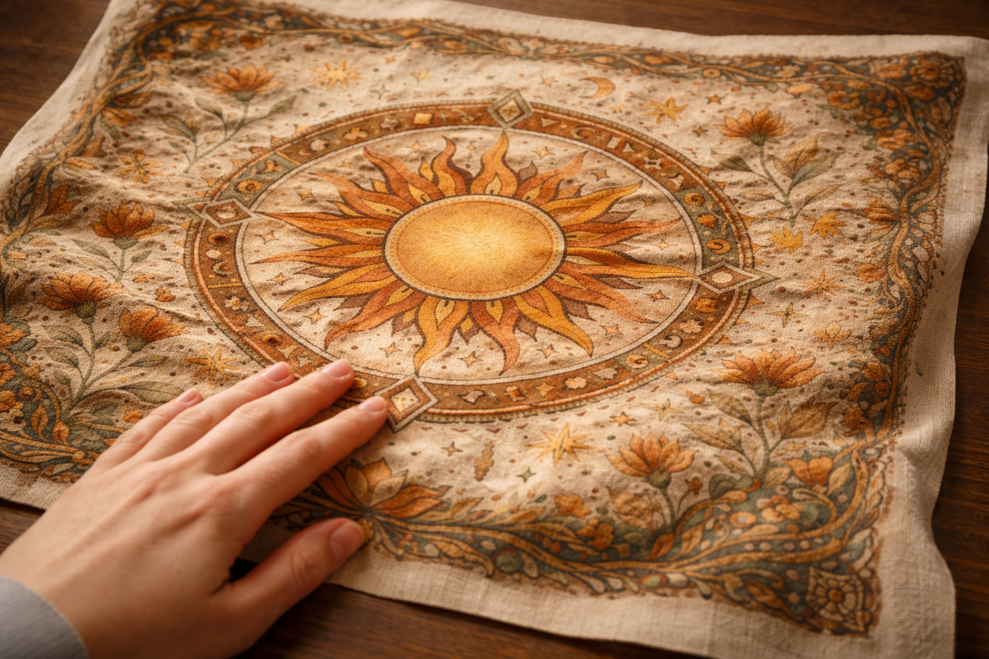 Boho Sun Tapestry Wall Hanging, Celestial Mandala Tapestry