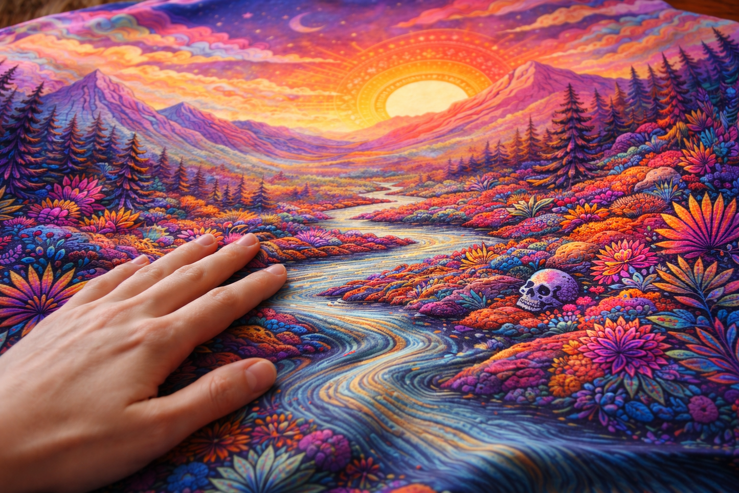 Psychedelic Mountain Sunset Tapestry, Boho Wall Hanging