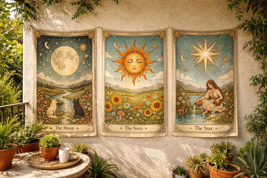 Tarot Tapestry Set (Sun, Moon, Star)