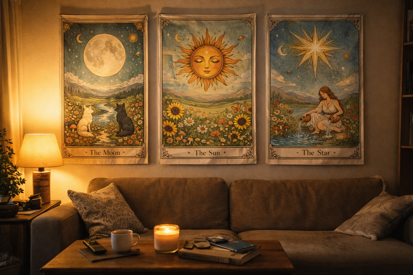 Tarot Tapestry Set (Sun, Moon, Star)
