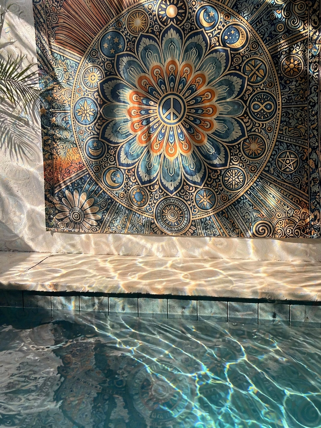 Boho Celestial Mandala Tapestry, Sun Moon Wall Hanging