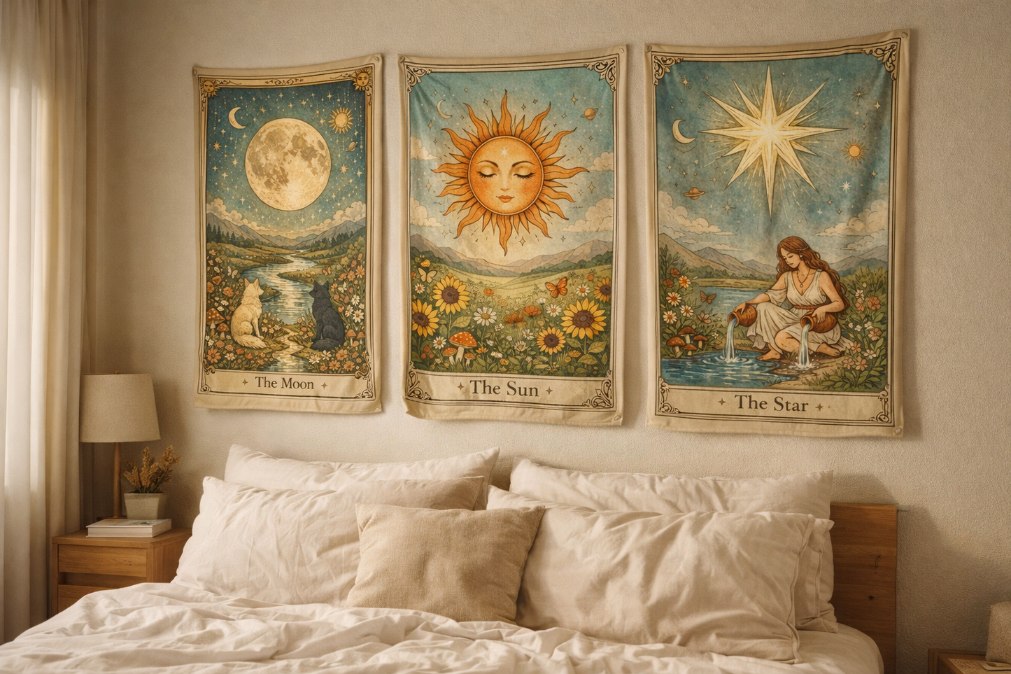 Tarot Tapestry Set (Sun, Moon, Star)