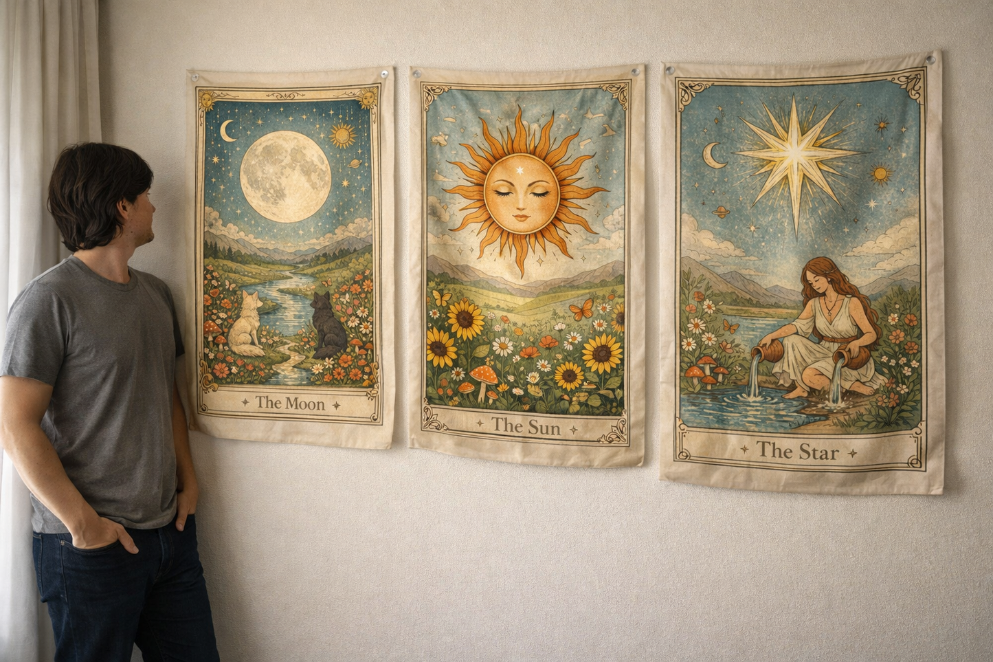Tarot Tapestry Set (Sun, Moon, Star)