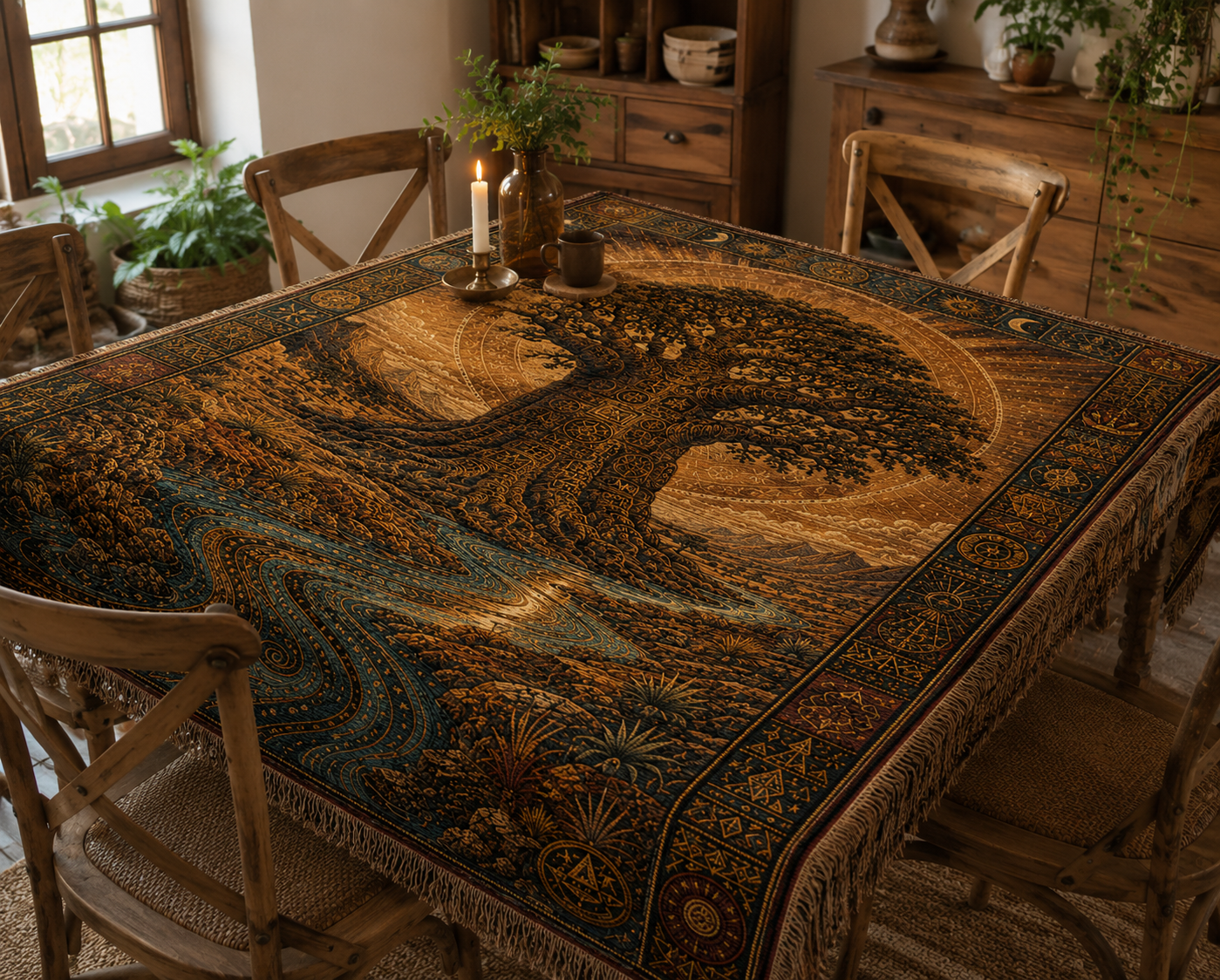 Woven Tapestry Blanket Set, Sun Moon Celestial Throw Blanket